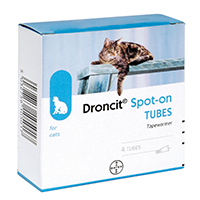 Droncit Spot-On wormers for Cats is a quick and convenient way to worm your cat. Droncit Spot On is for the treatment of tapeworms of cats.