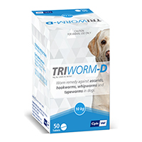 Triworm-D is a broad spectrum dewormer against roundworms, hookworms, ascarids, whipworms and tapeworms in both dogs and puppies. Buy Triworm-D Dewormer for Dogs at lowest price today.