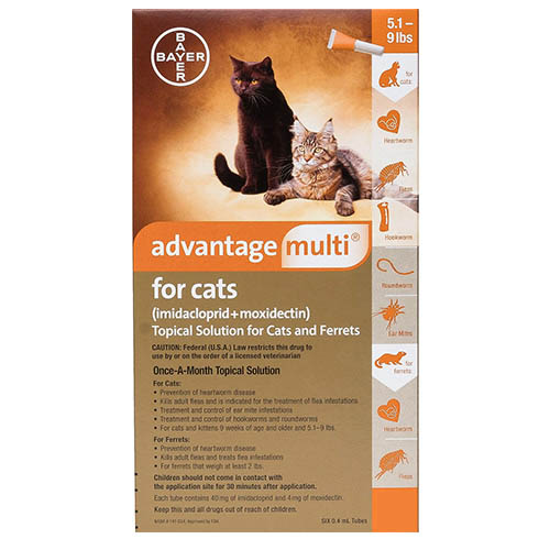 Advantage Multi (Advocate) for Kittens & Small Cats is an ultimate flea and heartworm control treatment. This topical solution kills the existing fleas on cats within 12 hours of application and even removes flea larvae and eggs.