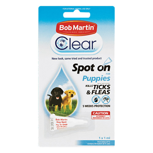 Bob Martin Clear Ticks & Fleas Spot On for Puppies Dogs 1x1ml