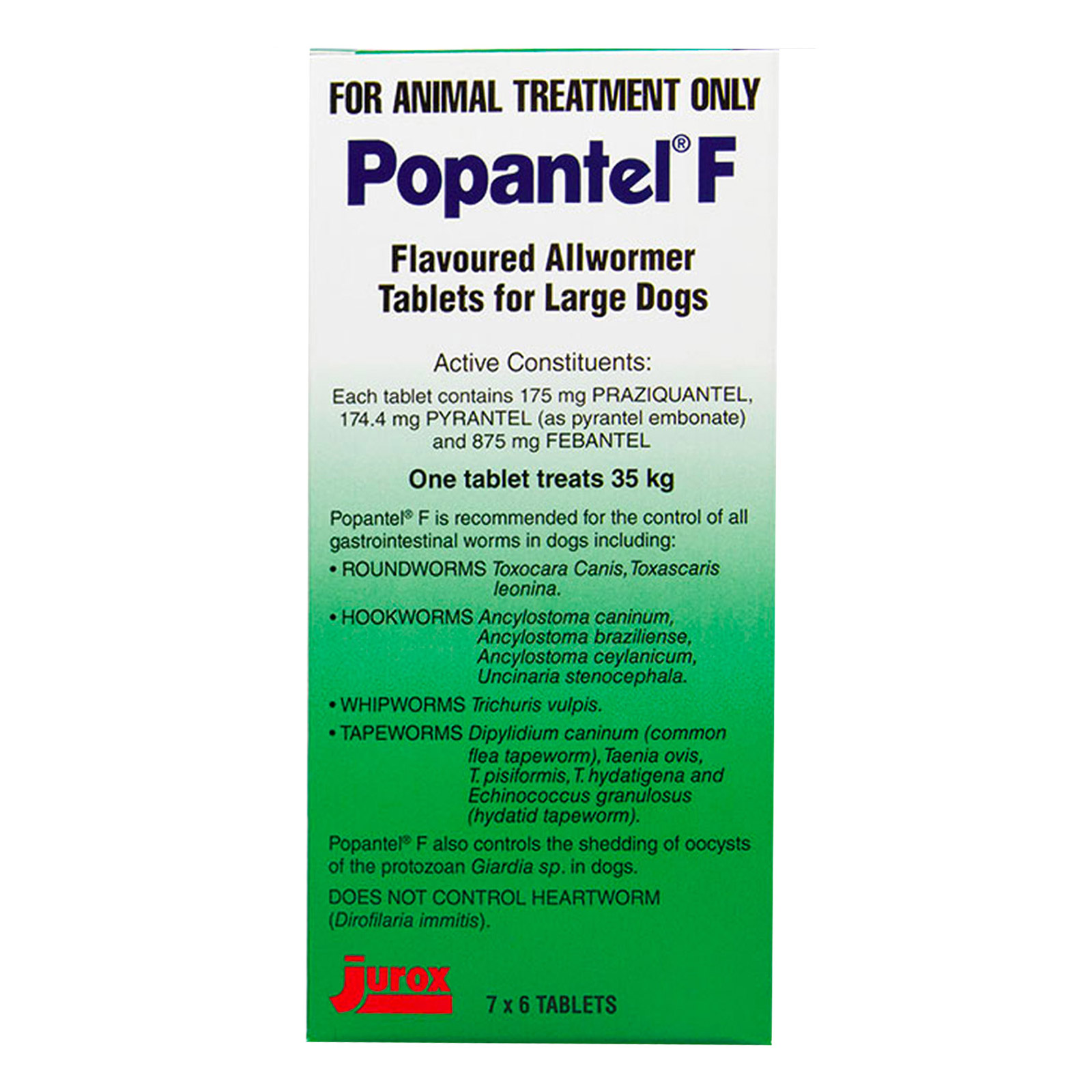 Popantel F Allwormer For Large Dogs 35 Kg (77lbs) 2 Tablets