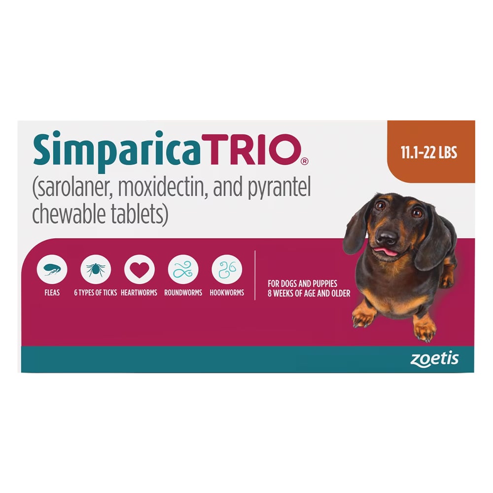 Simparica TRIO for Dogs 11.1-22 lbs (Caramel)