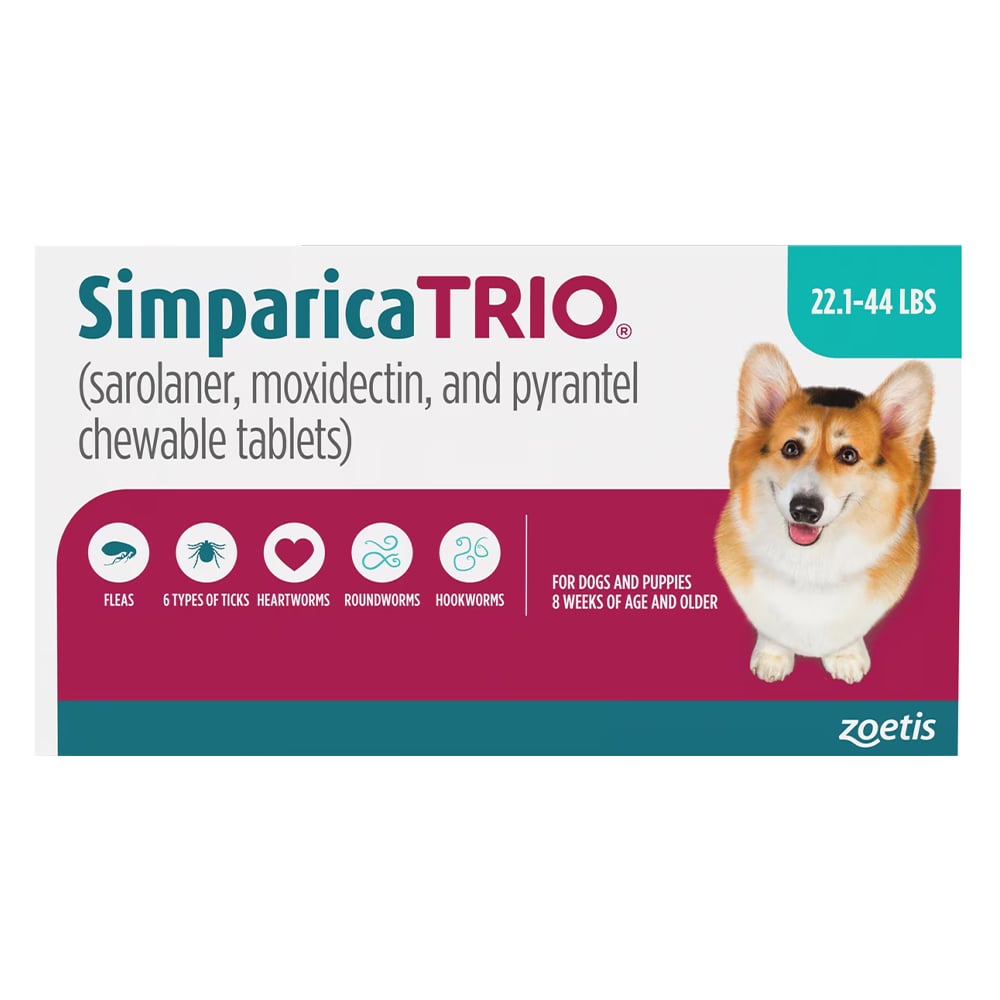Simparica TRIO for Dogs 22.1-44 lbs (Blue)
