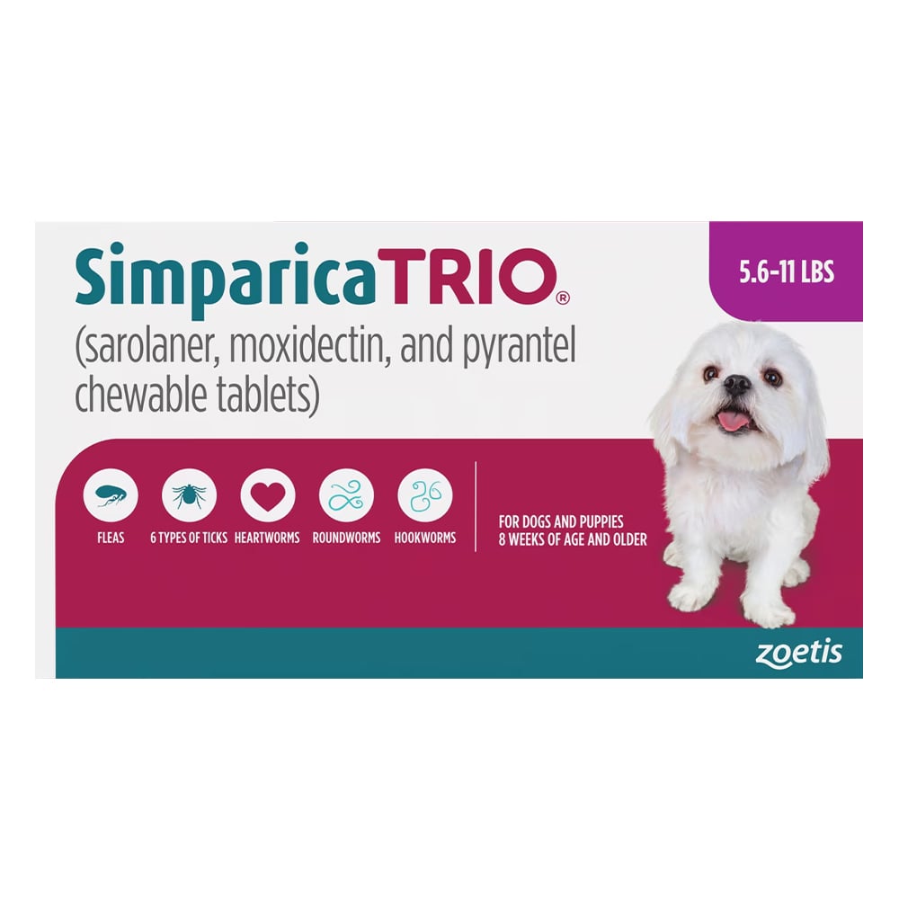 Simparica TRIO for Dogs 5.6-11 lbs (Purple)