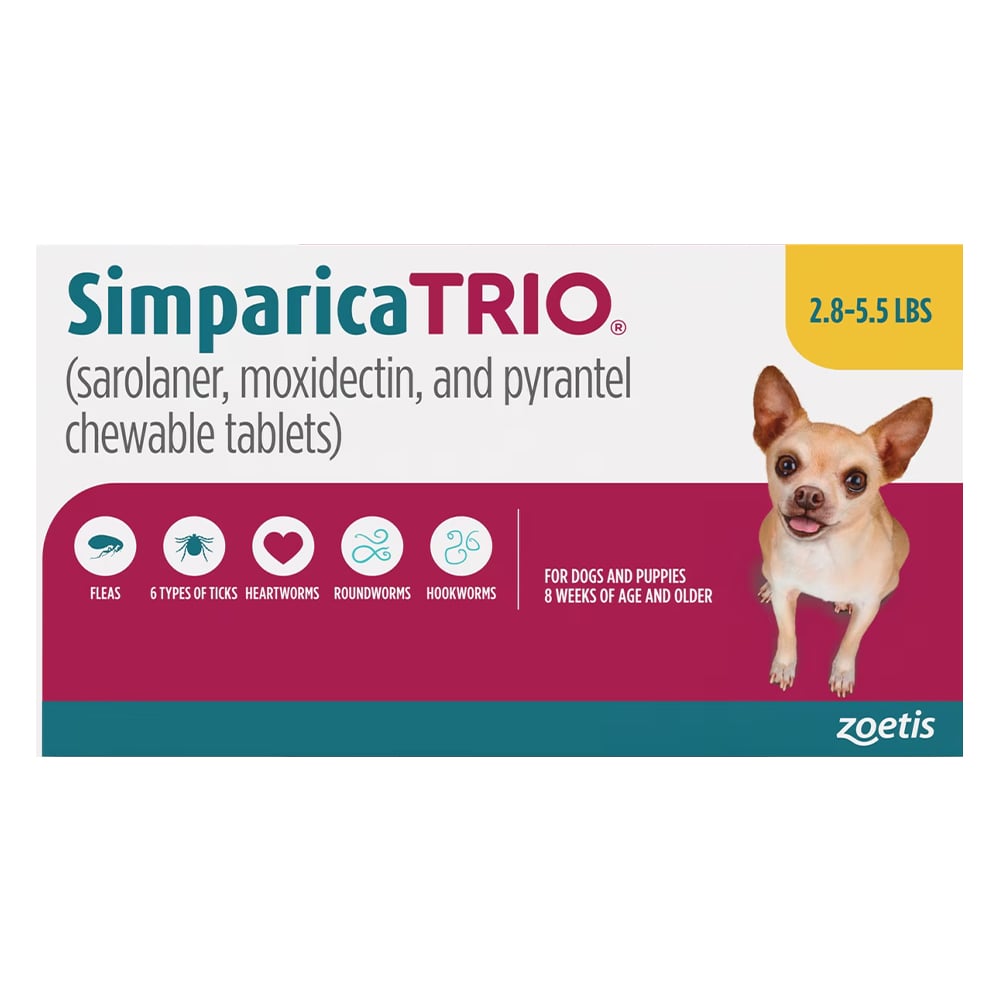 Simparica TRIO for Dogs 2.8-5.5 lbs (Yellow)
