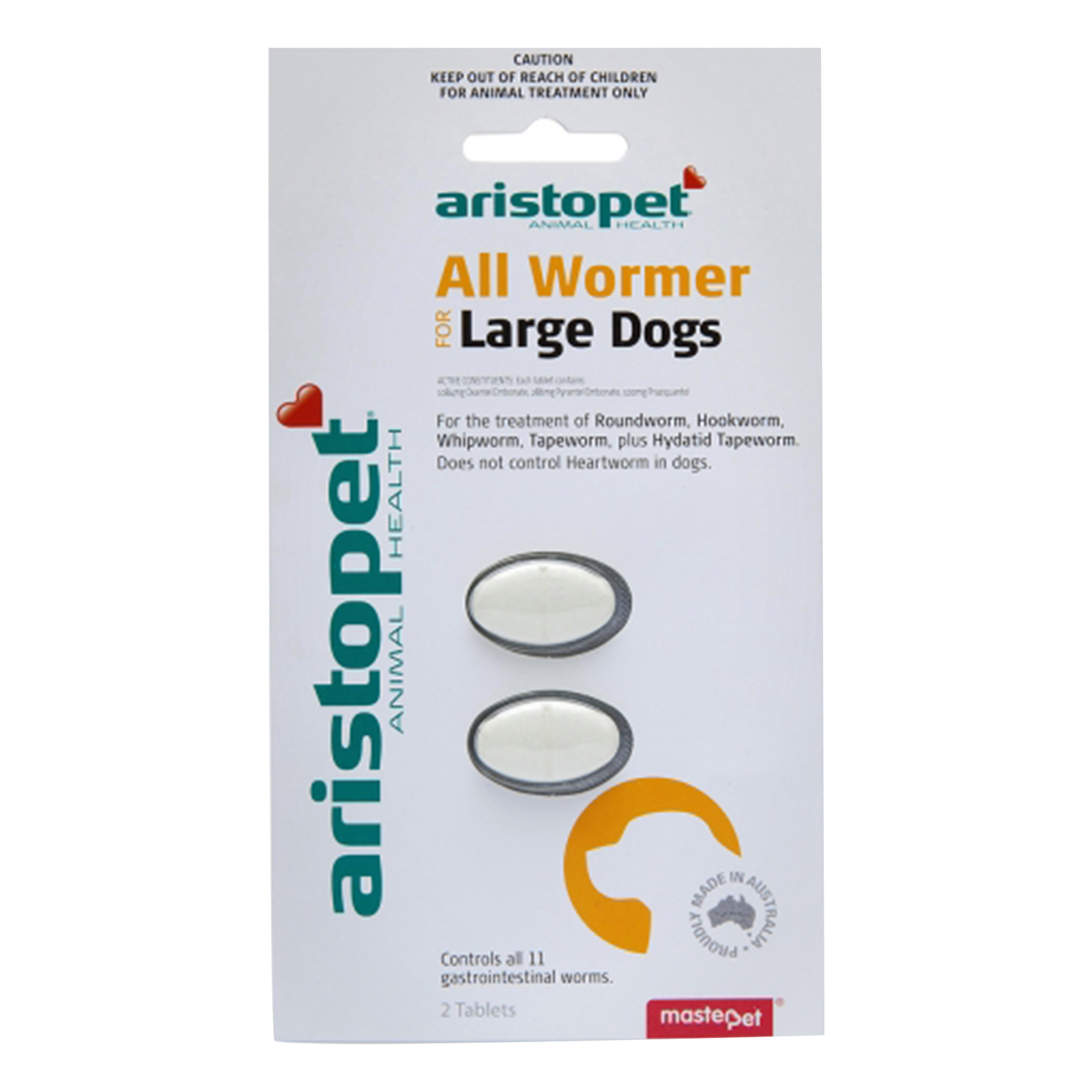 Aristopet Allwormers For Large Dogs 20 Kgs (44lbs) 2 Tablets