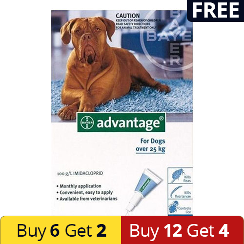 Advantage Extra Large Dogs Over 55 Lbs (Blue) 6 Doses + 2 Free