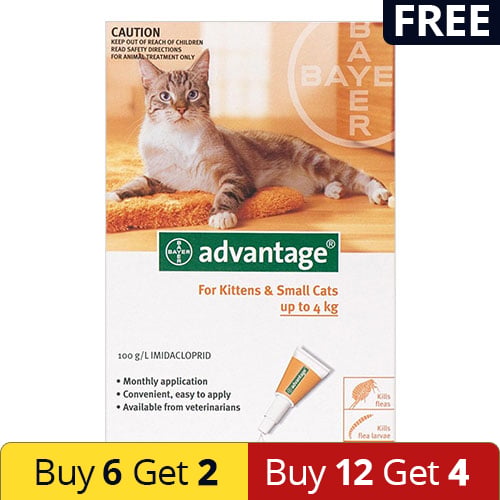 Advantage Kittens & Small Cats 1-10lbs 12 Doses + 4 Free