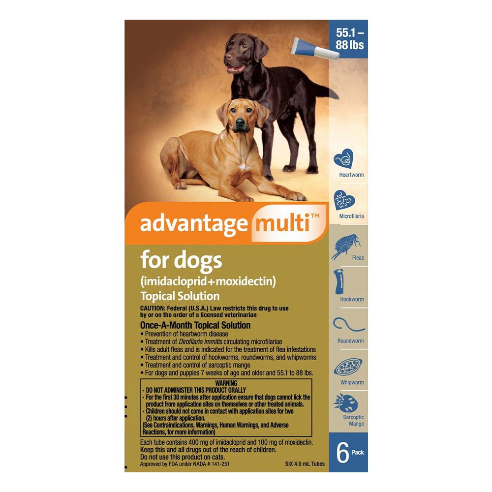 Advantage Multi for Extra Large Dogs 55.1-88 Lbs (Blue) 6 Doses