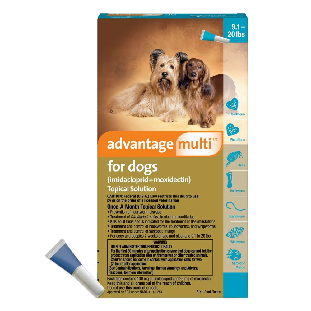 Advantage Multi (Advocate) Medium Dogs 9.1-20 Lbs (Aqua) 6 Doses