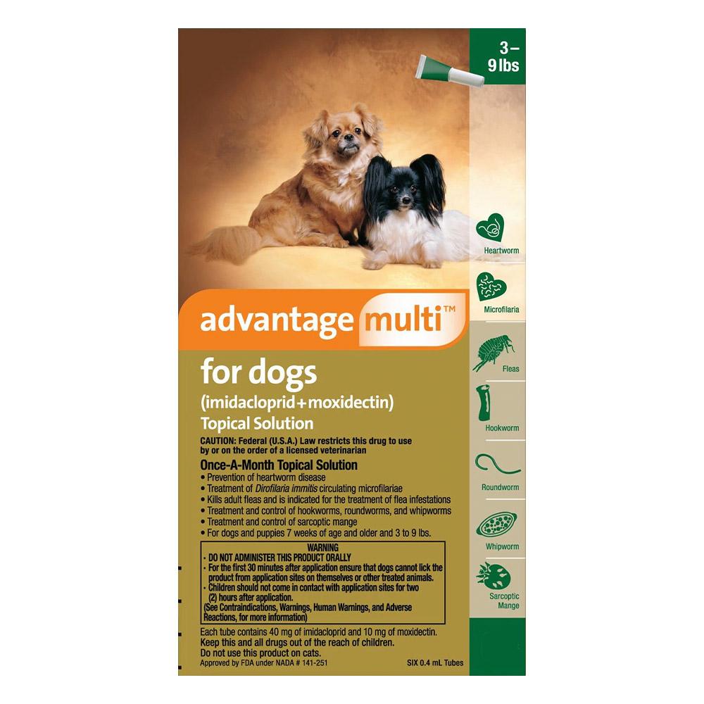 Advantage Multi (Advocate) Small Dogs 3-9 Lbs (Green) 12 Doses
