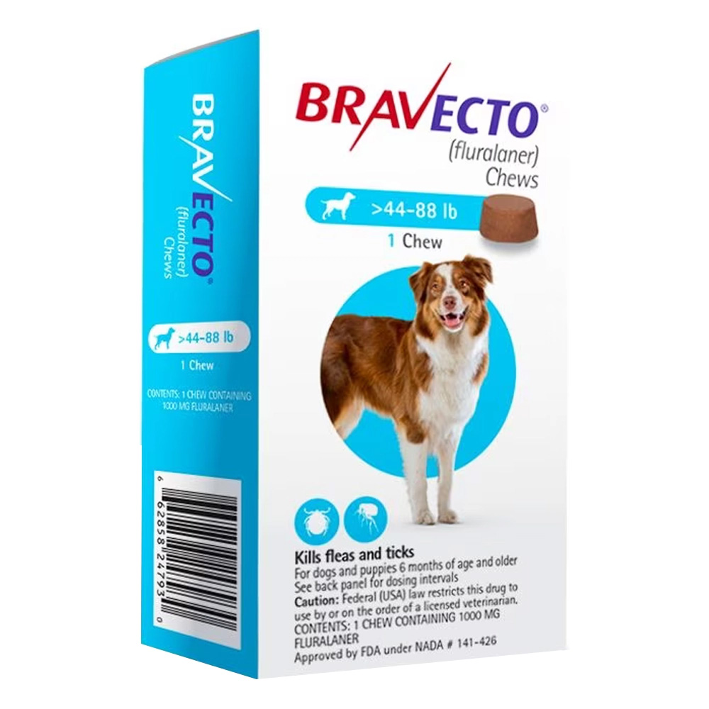 Bravecto For Large Dogs 44-88lbs (Blue) 3 Chews