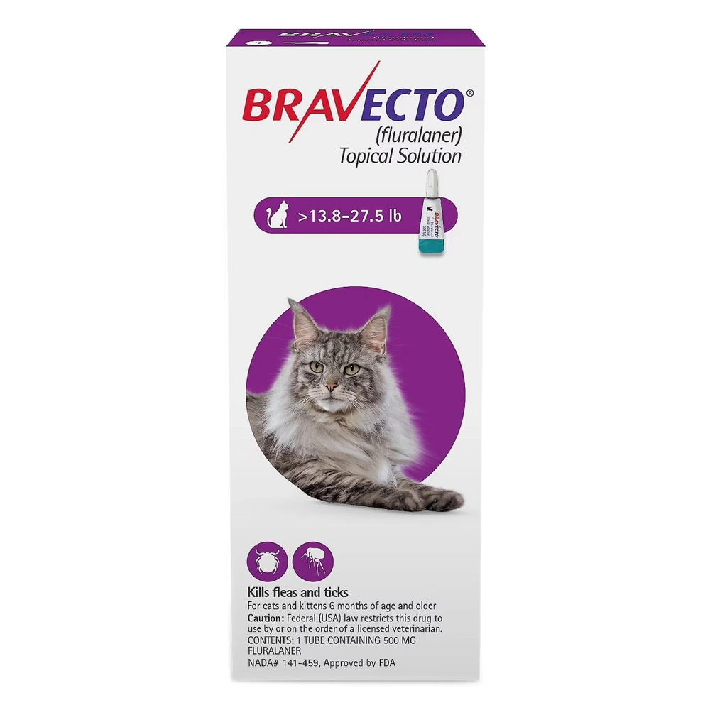 Bravecto Spot On For Large Cats 13.8 Lbs - 27.5 Lbs (Purple) 2 Pack