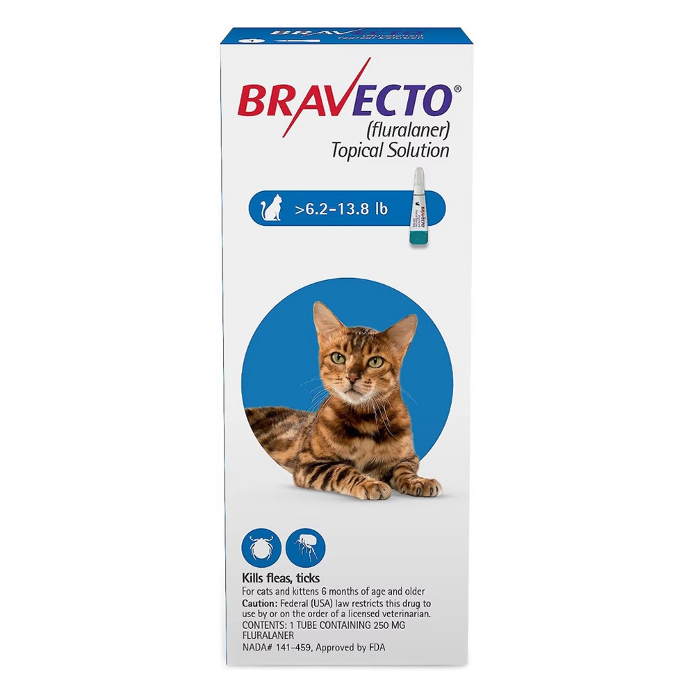 Bravecto Spot On For Medium Cats 6.2 Lbs - 13.8 Lbs (Blue) 2 Pack