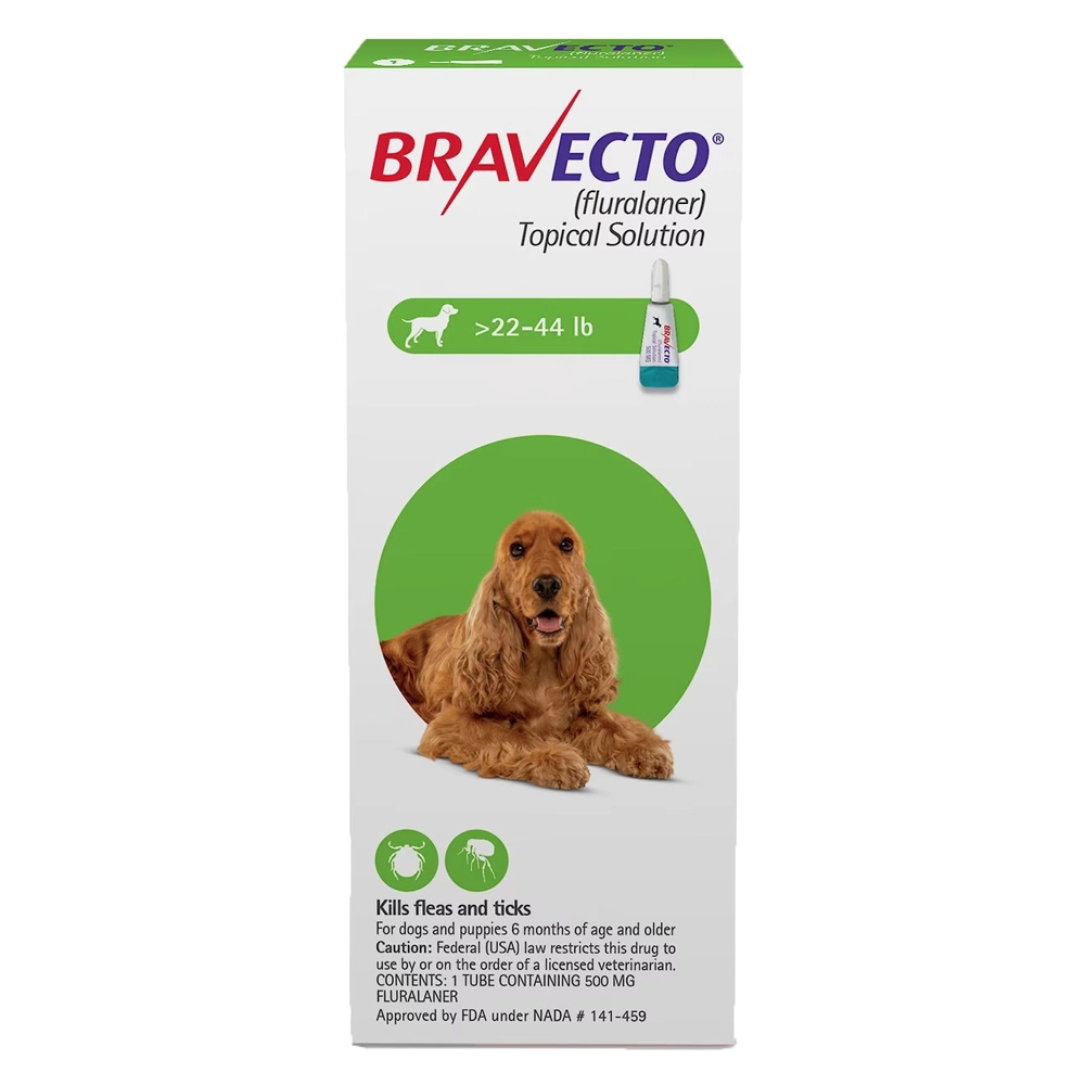 Bravecto Topical For Medium Dogs (22 - 44 Lbs) Green 2 Doses