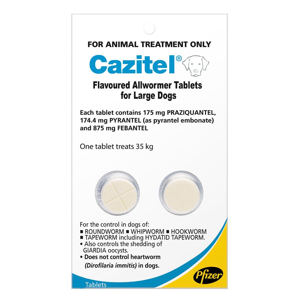 Cazitel Flavoured Allwormer For Dogs 35kgs 4 Tablet
