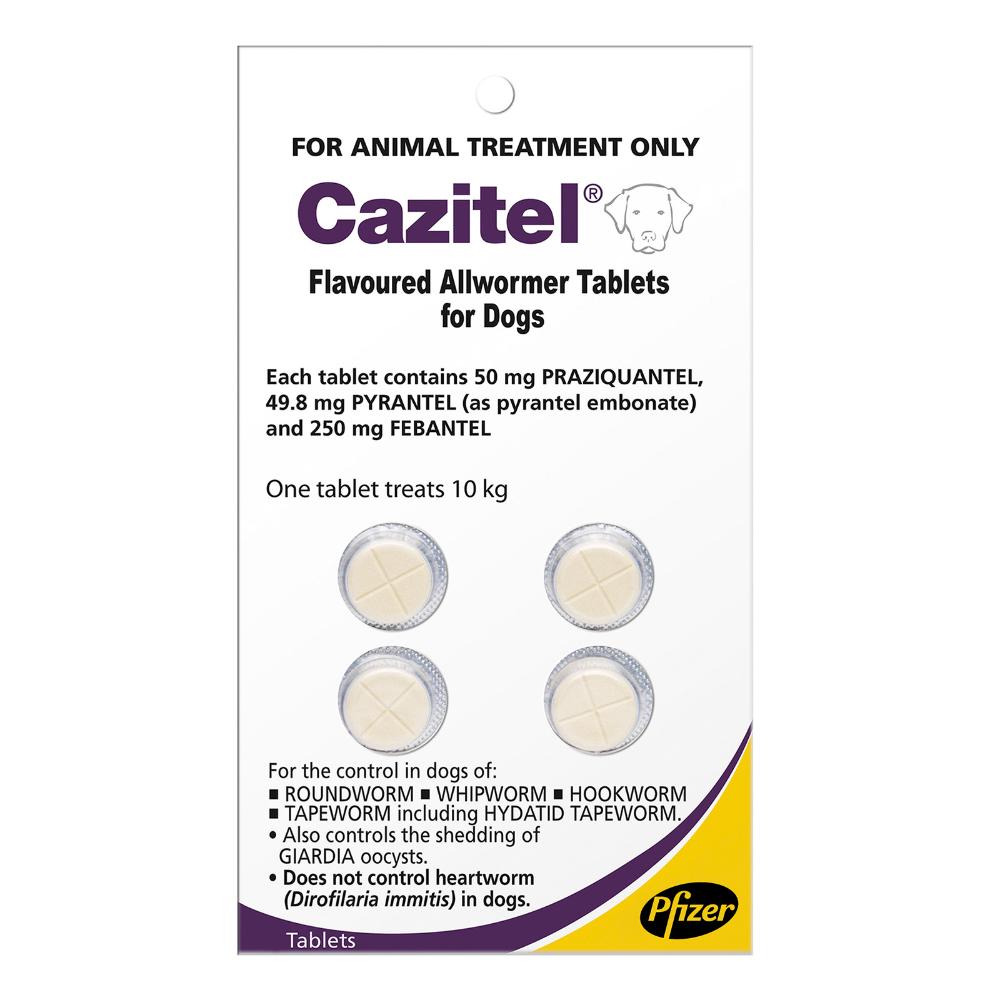 Cazitel Flavoured Allwormer For Dogs 10kg 4 Tablet