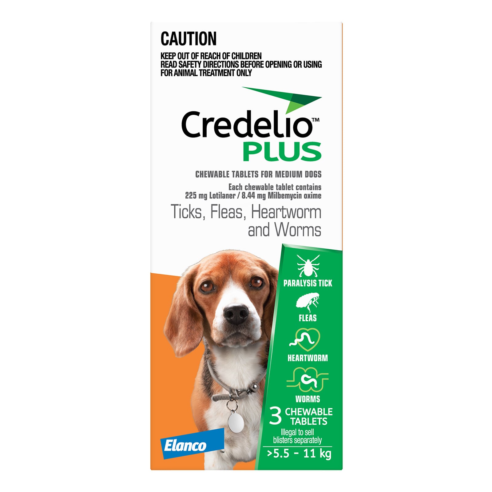Credelio Plus For Medium Dog 5.5-11kg Orange