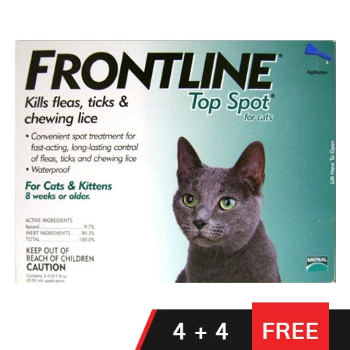 Frontline Top Spot For Cats (Green) 4 Dose + 4 Doses Free