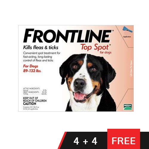 Frontline Top Spot Extra Large Dogs 89-132lbs (Red) 4 + 4 Doses Free