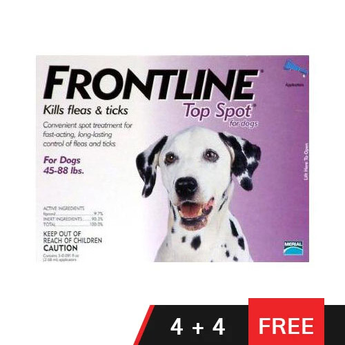 Frontline Top Spot Large Dogs 45-88lbs (Purple) 4 + 4 Doses Free