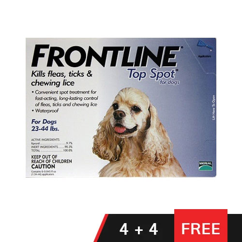 Frontline Top Spot Medium Dogs 23-44lbs (Blue) 4 + 4 Doses Free