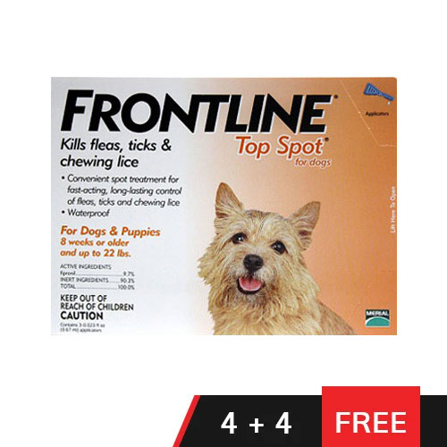 Frontline Top Spot Small Dogs 0-22 Lbs (Orange) 4 + 4 Doses Free