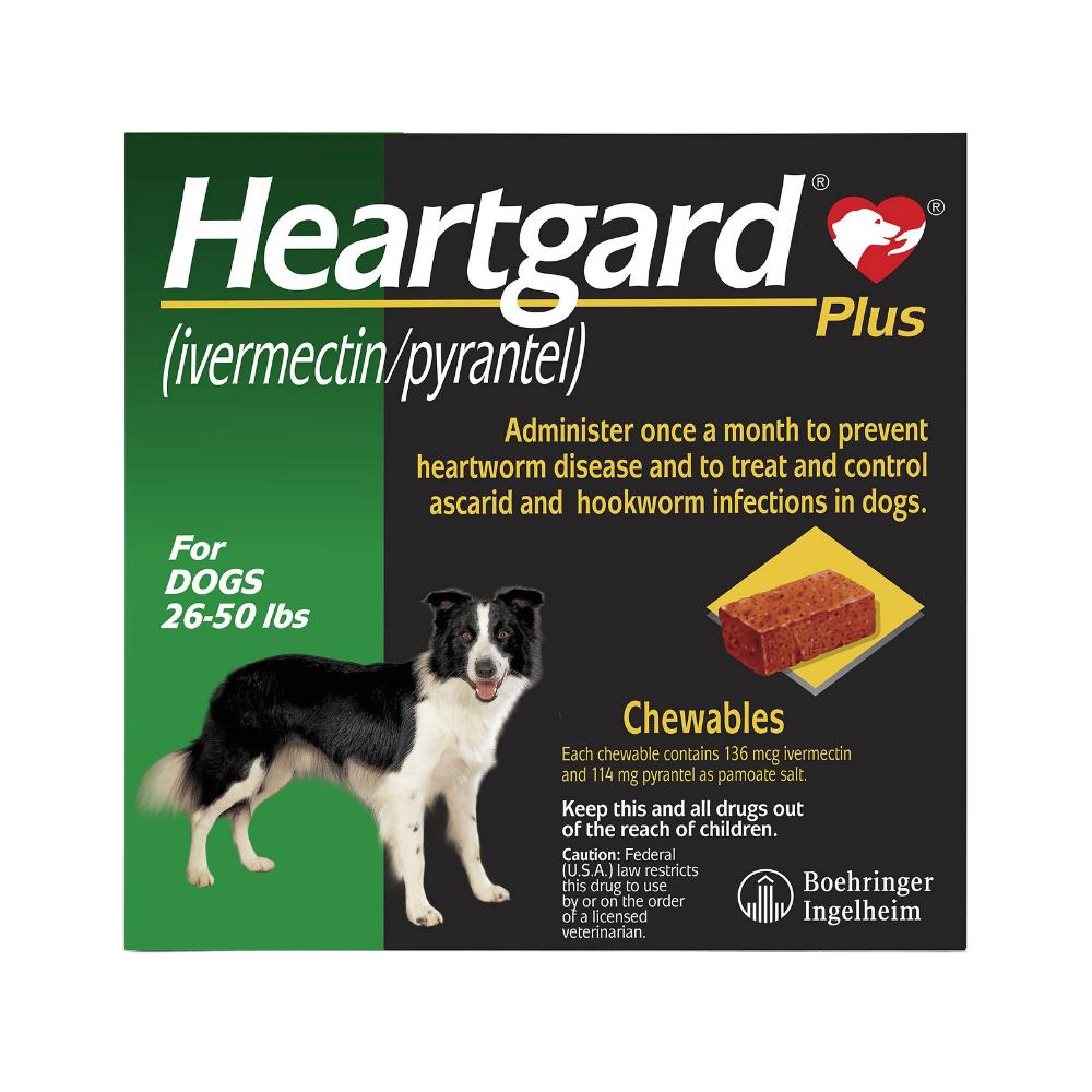 Heartgard Plus Chewables for Medium Dogs 26-50lbs (Green)