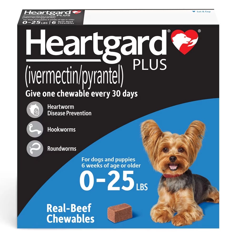 Heartgard Plus Chewables Small Dogs Up To 25lbs (Blue) 12 Doses