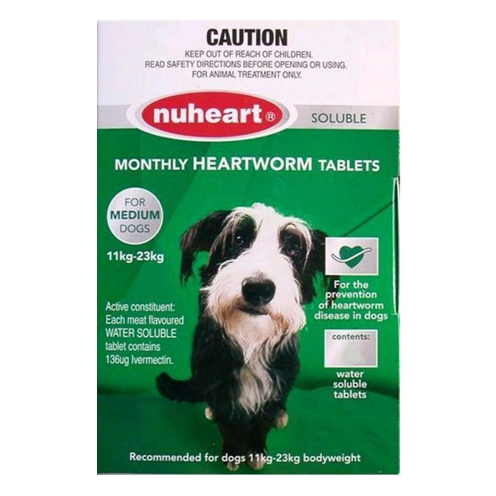 Heartgard Plus Generic Nuheart Medium Dogs 26-50lbs (Green) 12 Tablets