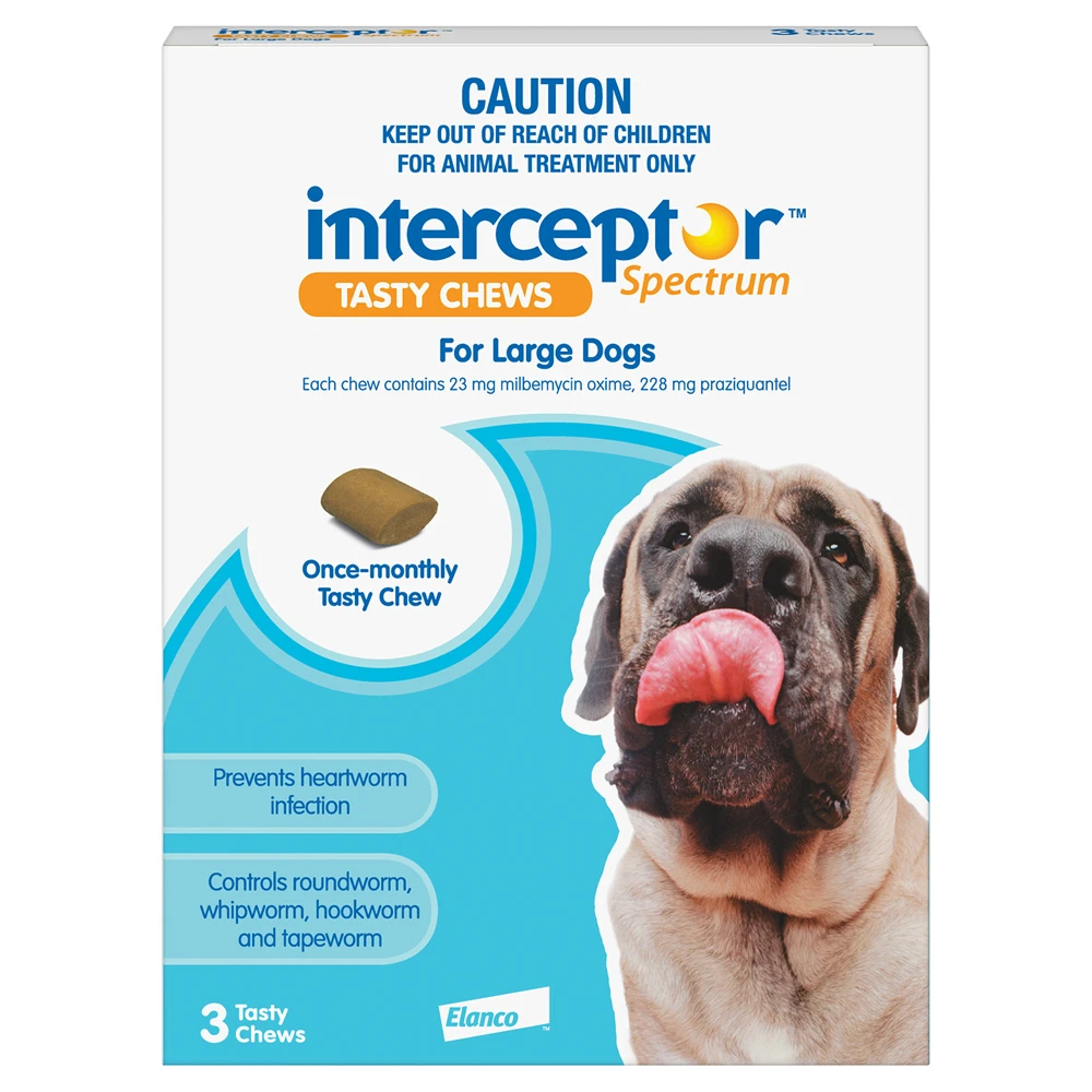 Interceptor For Large Dogs 51-100 Lbs (White) 3 Chews