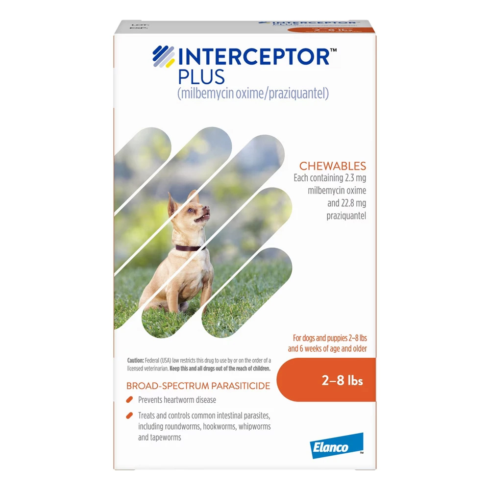 Interceptor Plus Chew (Interceptor Spectrum) For Dogs 2-8lbs (Orange) 6 Chews