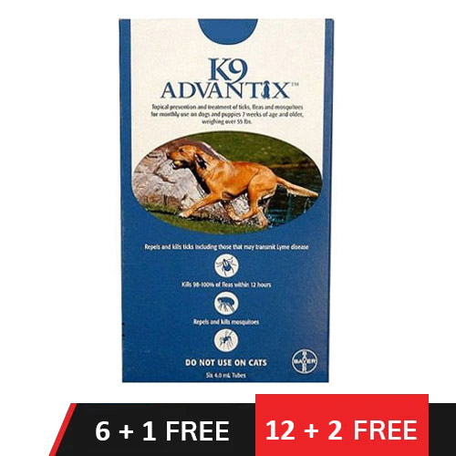 K9 Advantix Extra Large Dogs Over 55 Lbs (Blue) 6 + 1 Dose Free