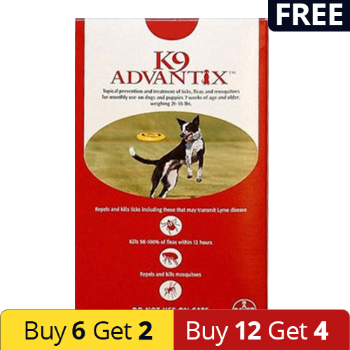 K9 Advantix Large Dogs 21-55 Lbs (Red) 4 Doses