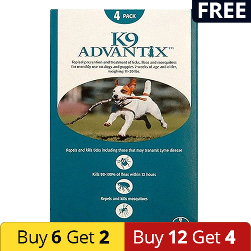 K9 Advantix Medium Dogs 11-20 Lbs (Aqua) 4 Doses