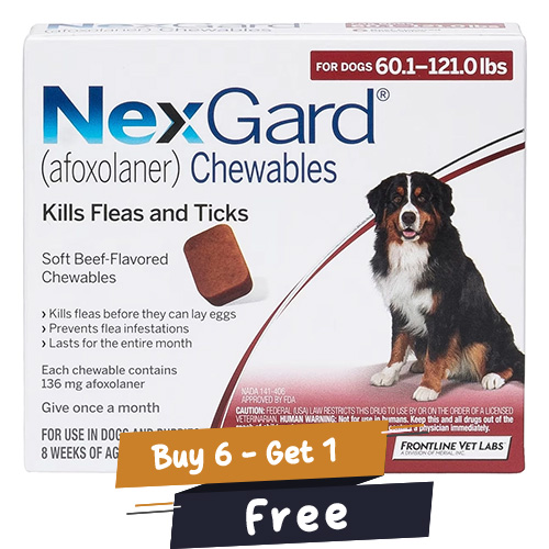 Nexgard Chewables For Extra Large Dogs 60.1-120 Lbs (Red) 136mg 12 Chews-image-644