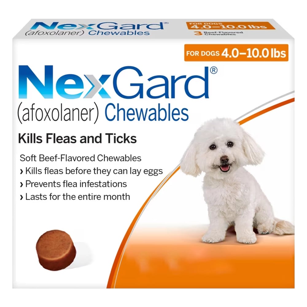 Nexgard Chewables For Small Dogs 4-10lbs (Orange) 11mg 6 Chews