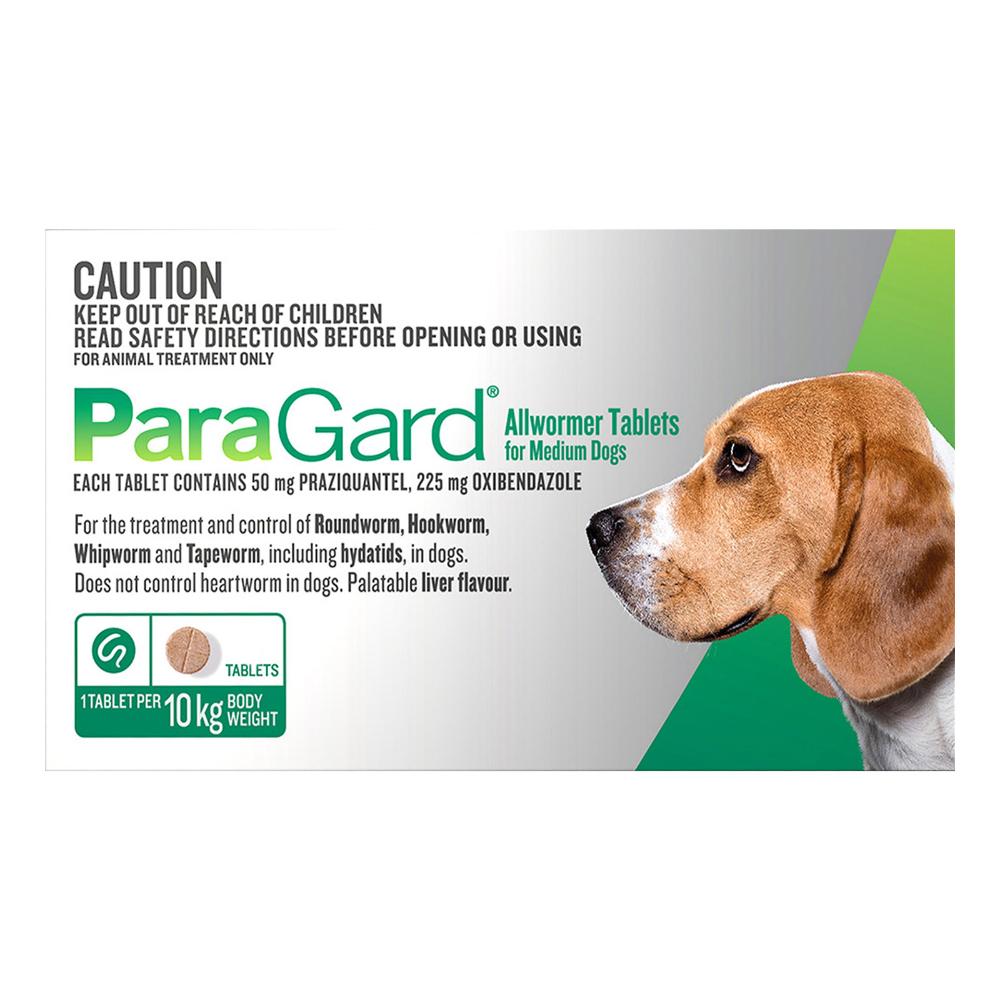 Paragard Allwormer For Medium Dogs 22 lbs (10Kg) Green