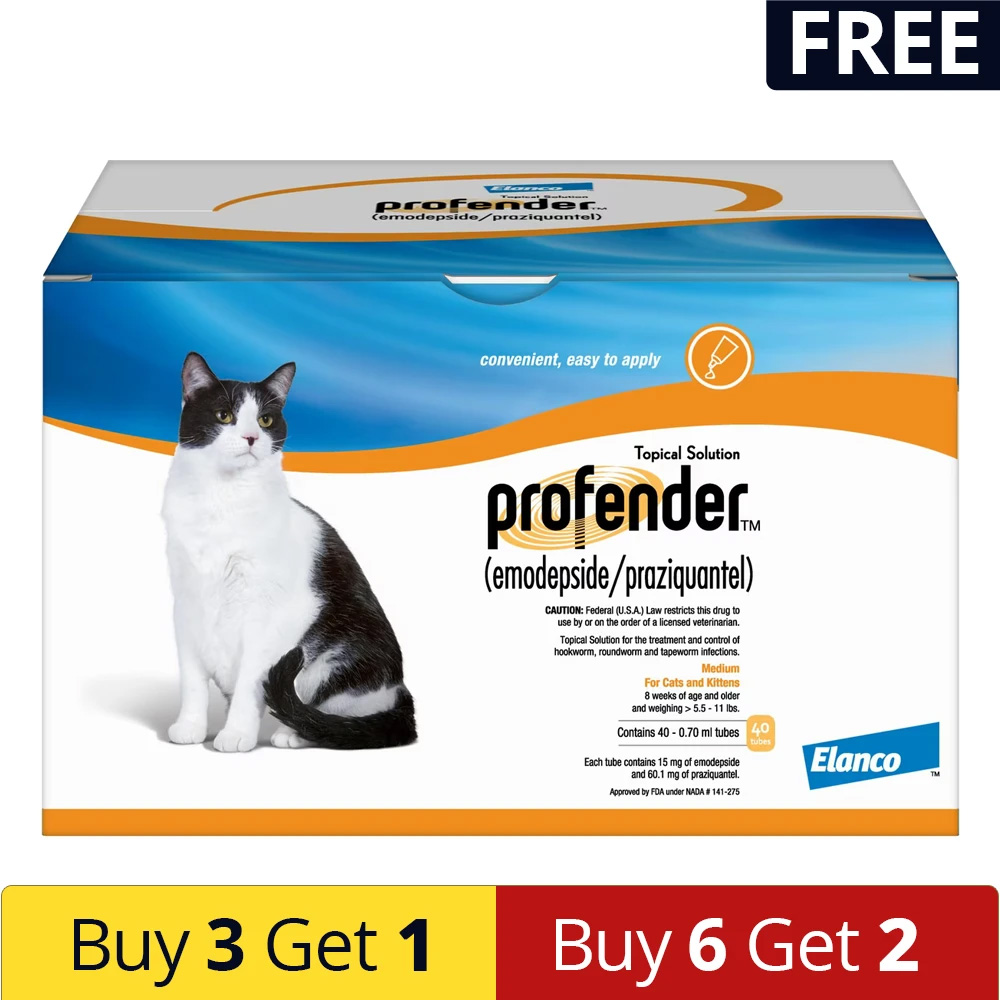Profender Medium Cats (0.70 Ml) 5.5-11 Lbs 3 Doses + 1 Free