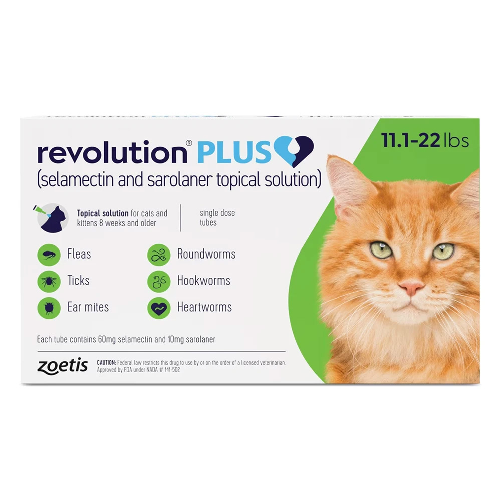 Revolution Plus For Large Cats 11.1-22lbs (5-10kg) Green 12 Pack