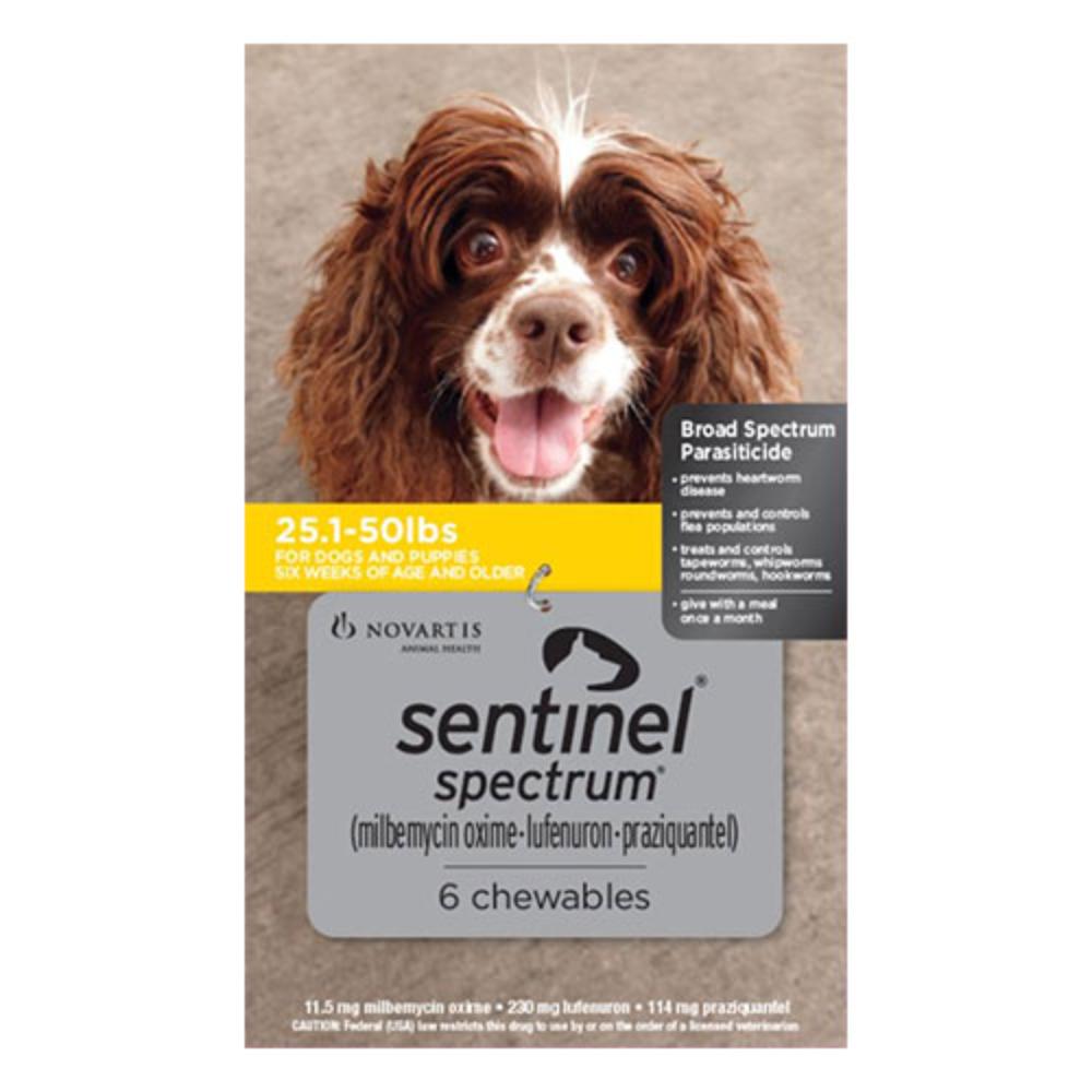 Sentinel Spectrum Chews for Dogs 25.1-50 lbs (Yellow)