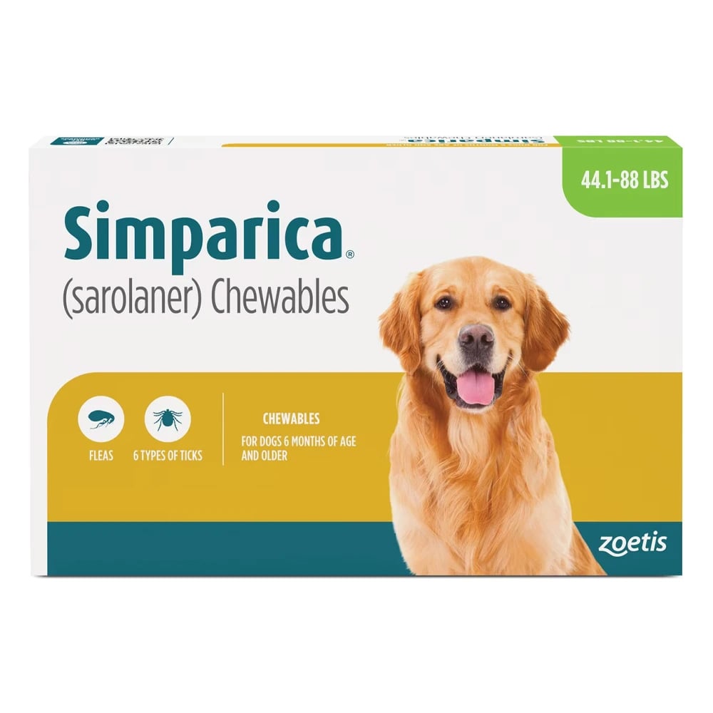Simparica Chewables For Dogs 44.1-88 Lbs (Green) 6 Chews