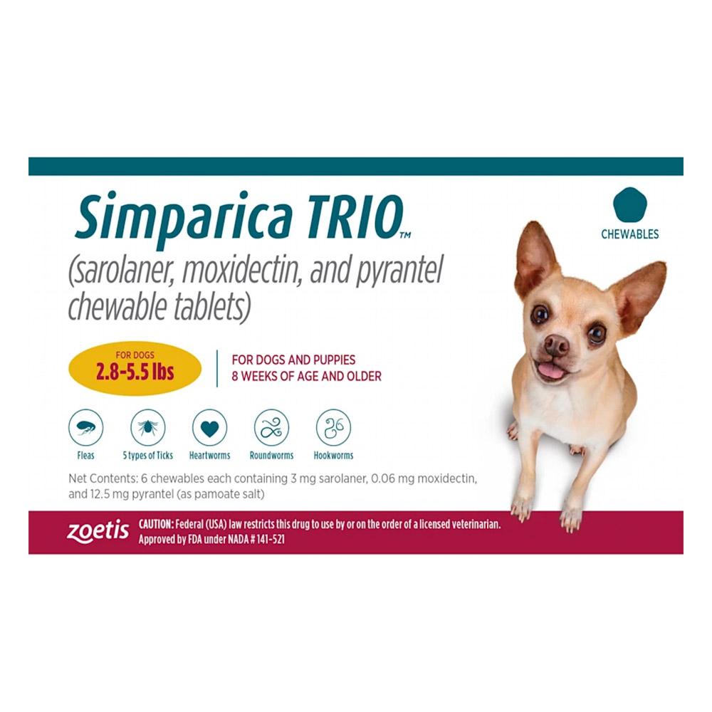 Buy Simparica Trio - Monthly Flea, Tick and Heartworm Treatment - Free  Shipping