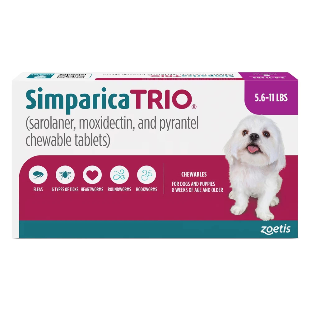 Simparica Trio For Dogs 5.6-11 Lbs (Purple) 3 Doses