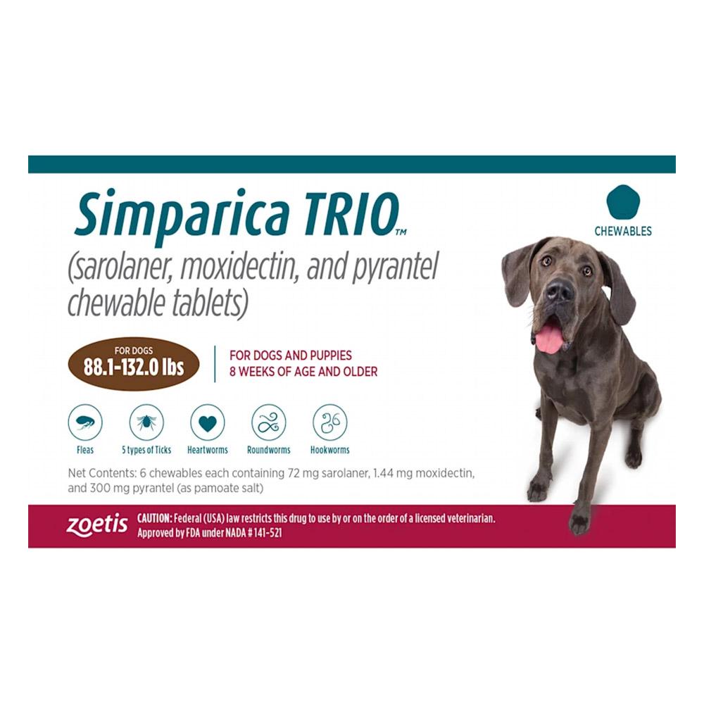 

Simparica Trio For Dogs 88.1-132 Lbs (Brown) 3 Doses