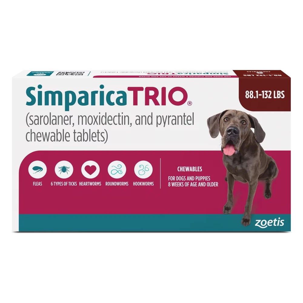 Simparica Trio For Dogs Above 88 Lbs (Brown) 12 Doses