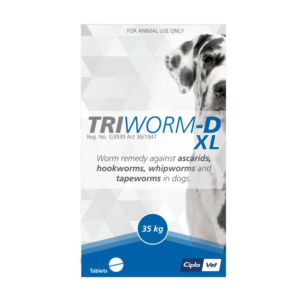 Triworm-D Dewormer For Large Dogs 35kgs 2 Tablets