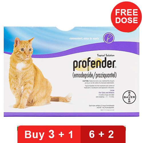

Profender Large Cats 1.12 Ml 11-17.6 Lbs 3 + 1 Dose Free