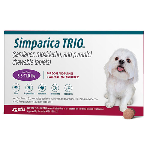 

Simparica Trio For Dogs 5.6-11 Lbs (Purple) 3 Chews