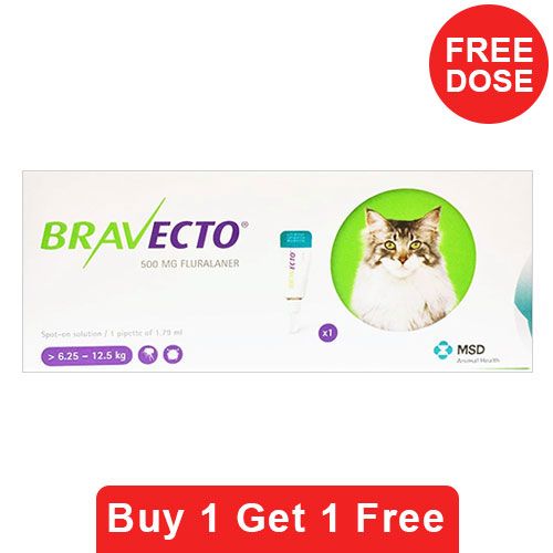 Bravecto Spot On For Large Cats 13.8 Lbs - 27.5 Lbs Green 1 + 1 Pack Free